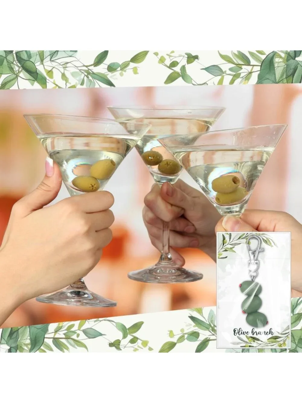 3D Olive Keychain Set - 16 Packs for Bachelorette Party Favors, Birthdays